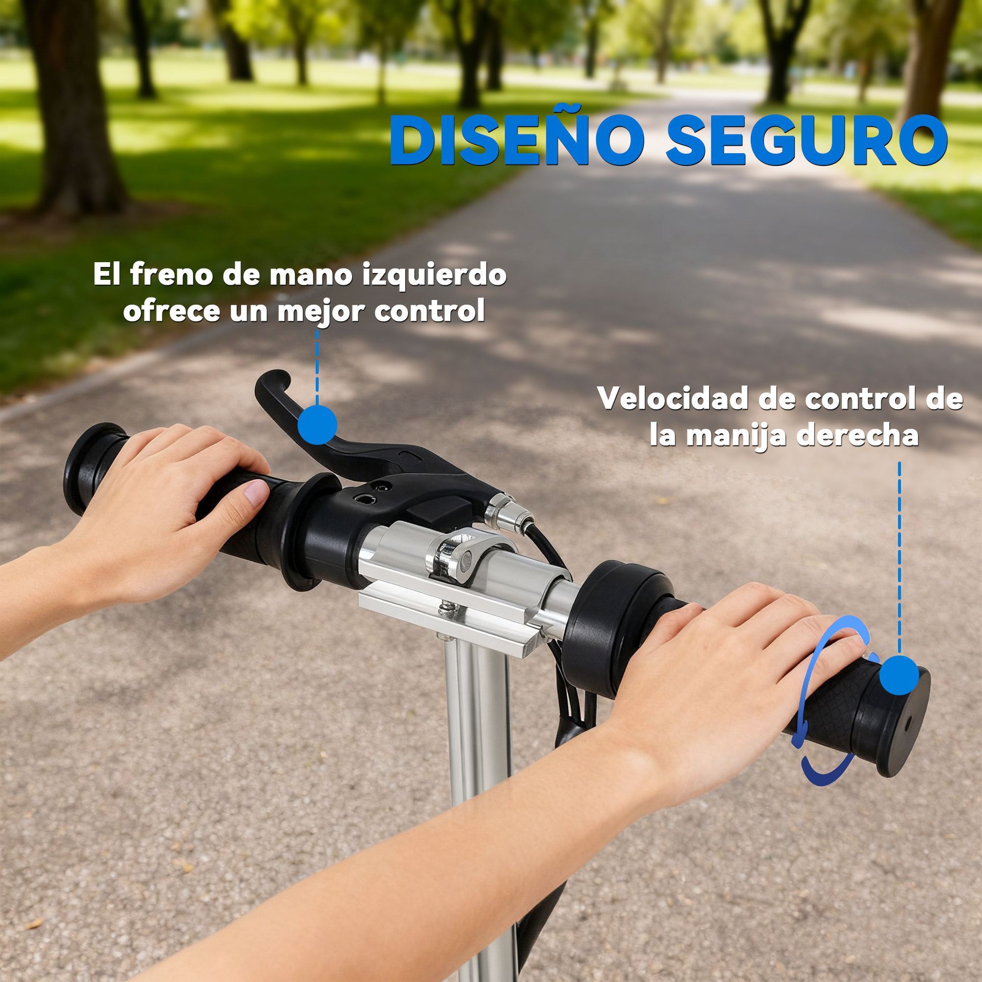 Patinete Eléctrico Plegable para Niños y Adolescentes de +7 Años Velocidad de 10 km/h Scooter Eléctrico con Manillar Ajustable en Altura y Frenos Carga Máx. 50 kg 78x37x87-95 cm Azul