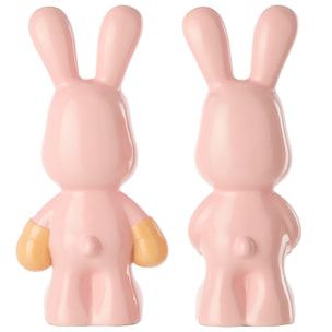 J-Line Lapin Ray Boxe - polyrésine - abricot/rose clair - 2 pièces
