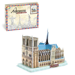Puzzle 3D della Cattedrale di Notre Dame a Parigi. È composto da 44 pezzi che puoi assemblare senza l'uso di attrezzi o colla. Raccomandato per bambini di età superiore ai 3 anni.