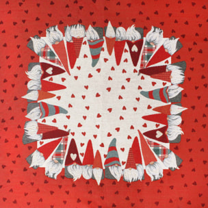 CENTROTAVOLA NATALIZIO JACQUARD DISEGNO GNOMI CUORI CHORUS