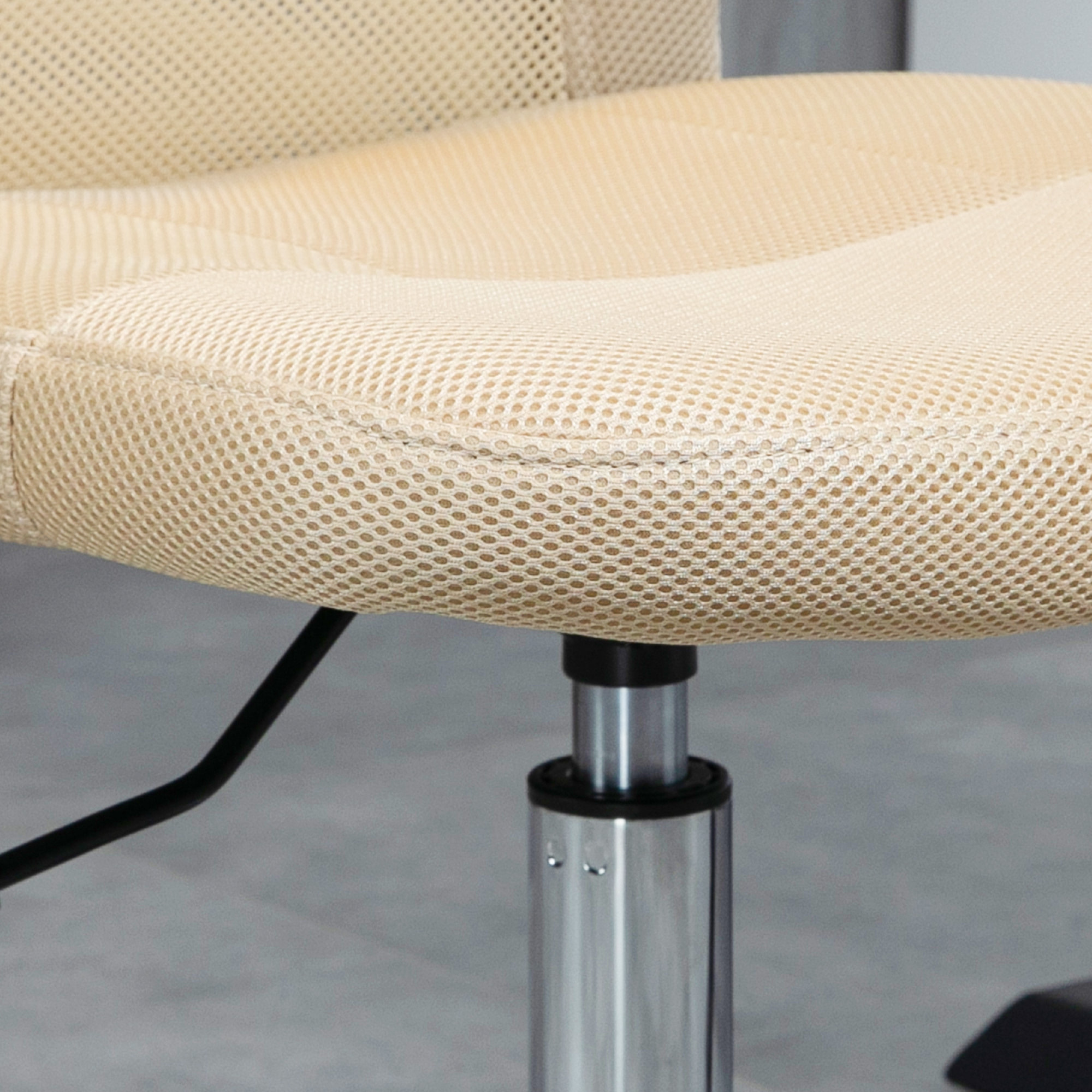 Silla de Oficina de Malla Silla de Escritorio Giratoria sin Brazos con Altura Ajustable Carga 100 kg para Estudio Despacho 43x58x90-100 cm Beige