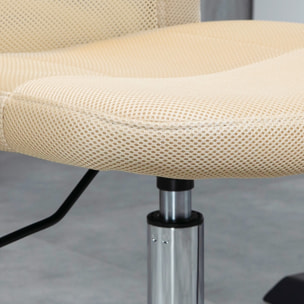Silla de Oficina de Malla Silla de Escritorio Giratoria sin Brazos con Altura Ajustable Carga 100 kg para Estudio Despacho 43x58x90-100 cm Beige