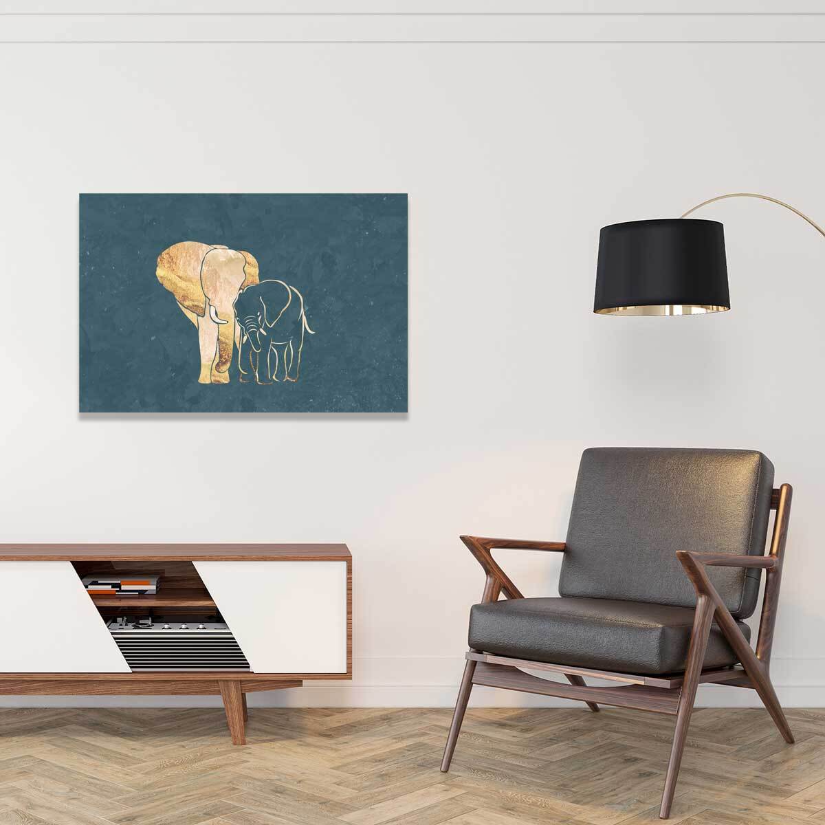 Tableau elephant éléphant d'or  Toile imprimée