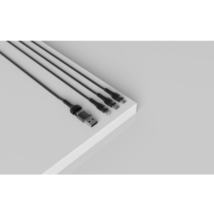 Câble trio MOBILITY LAB 3 en 2 Lightning micro USB  USBC 1m tres