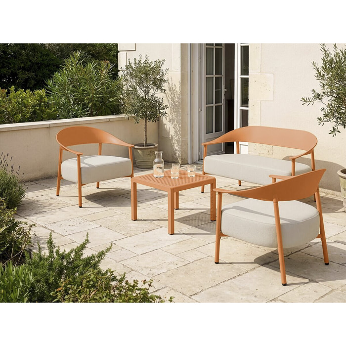 Salon de jardin en métal et plastique "Céora" - 4 places - Orange