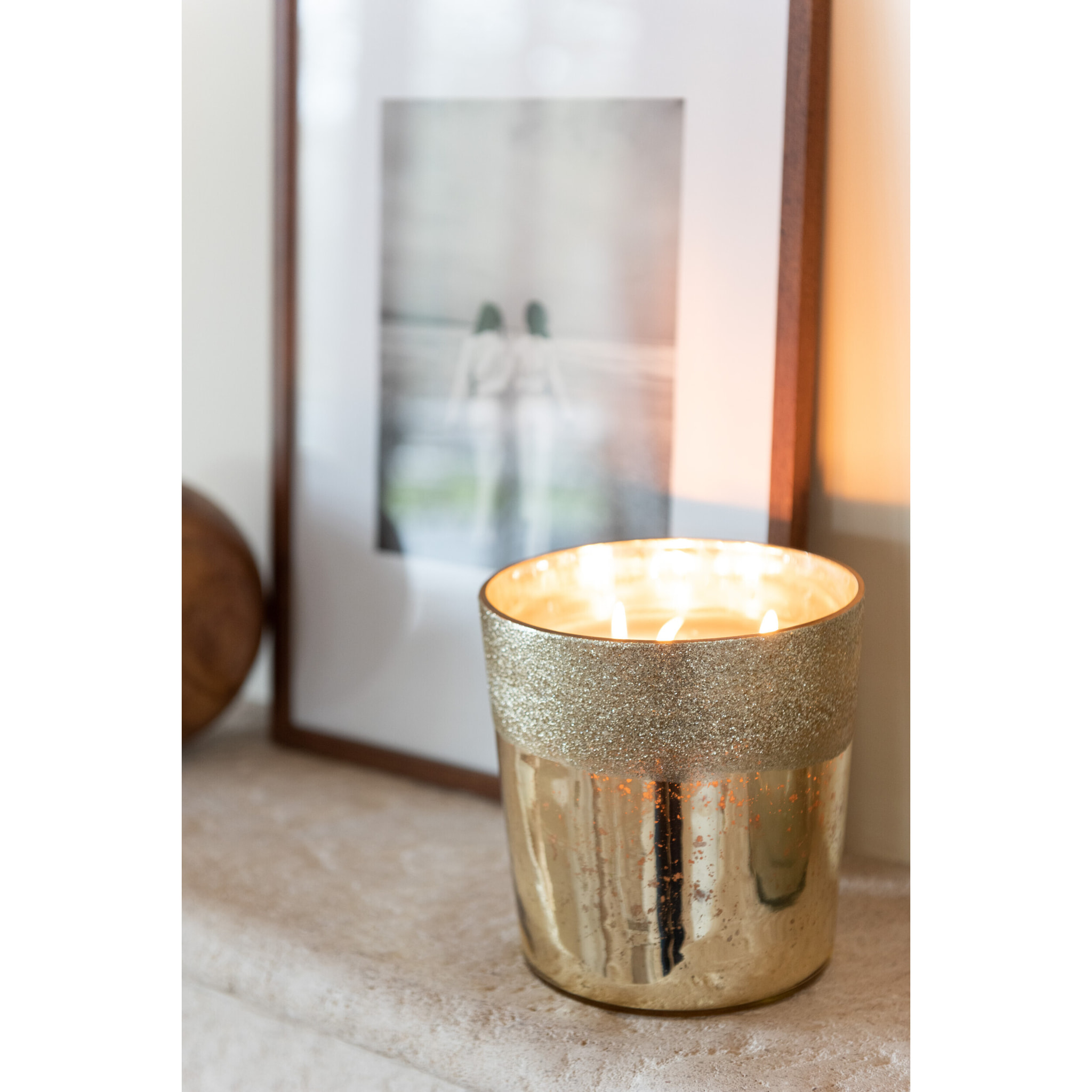 J-Line bougie parfumée M-Chic - verre - or - medium - 80H