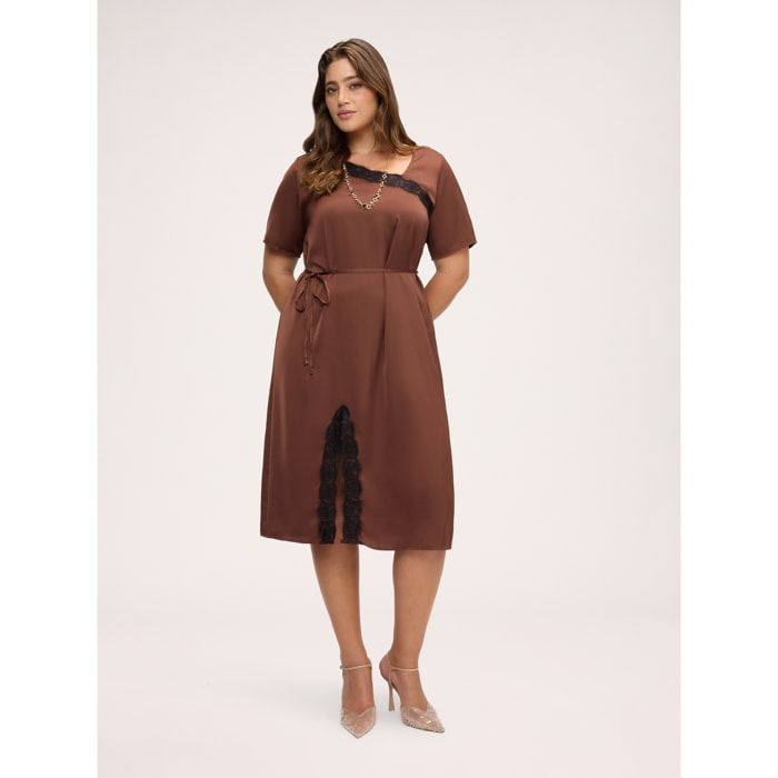 Fiorella Rubino - Vestito con pizzo - Marrone