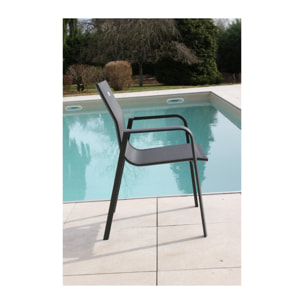 Ensemble table et chaises de jardin  - effet bois - OLERONY