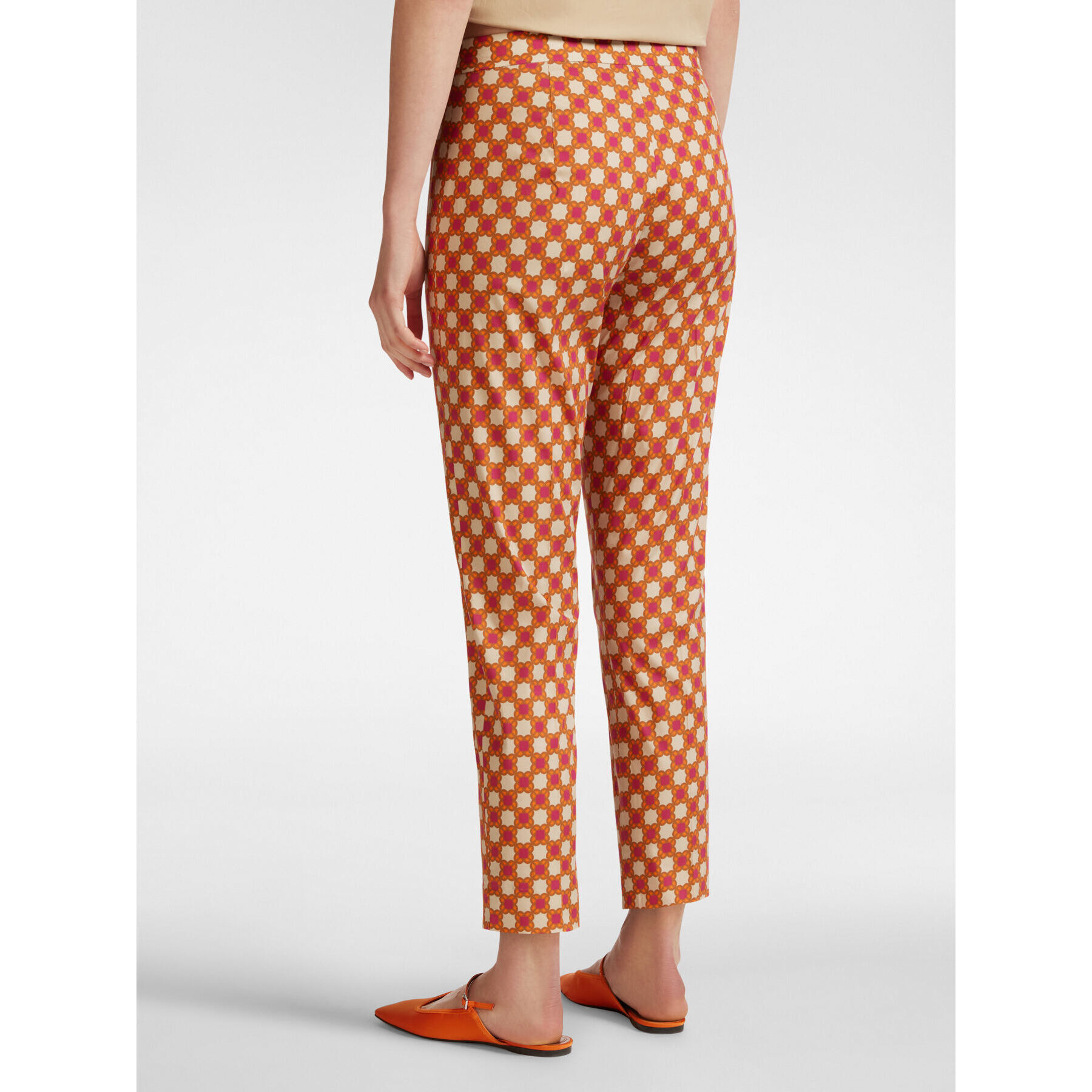 Elena Mirò - Pantalón recto estampado - Naranja sol