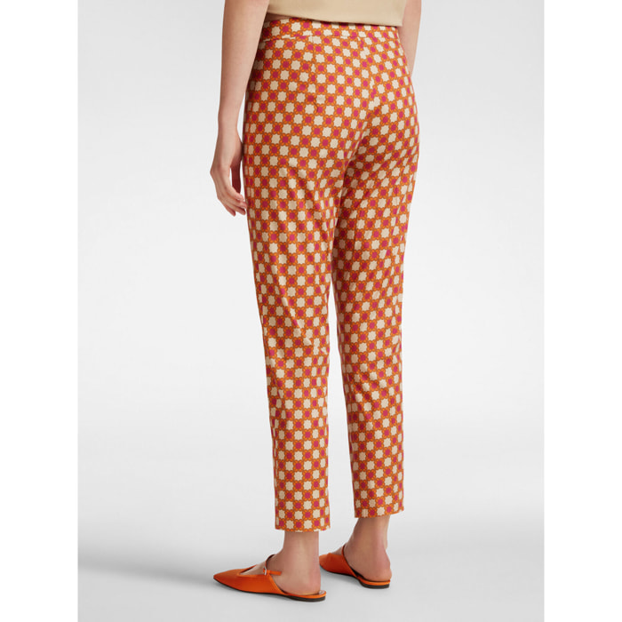 Elena Mirò - Pantalón recto estampado - Naranja sol