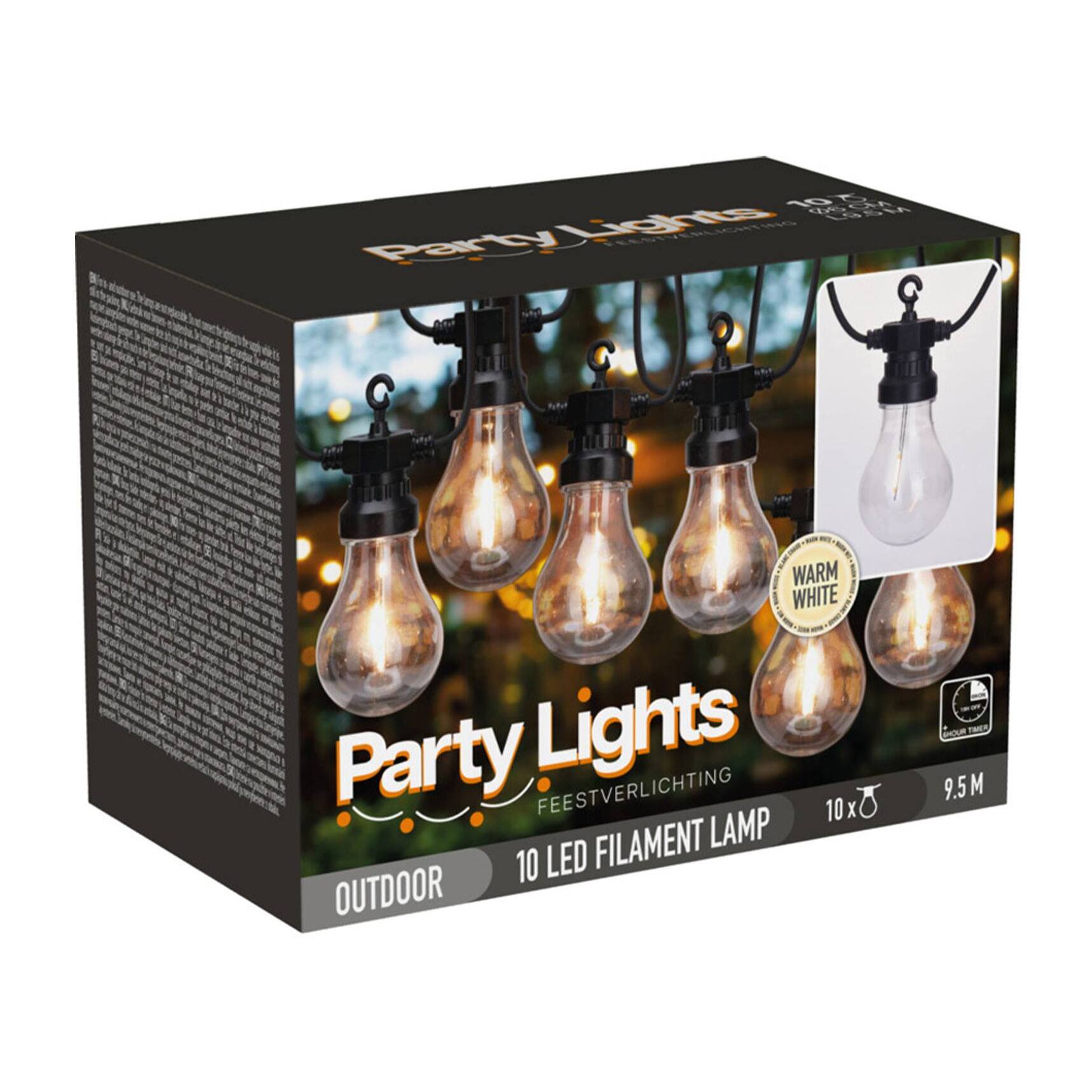 Guirnalda de 10 luces led blanca cálida con temporizador 450cm