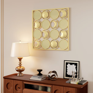 Decoración de Metal para Pared de Fases Lunares, Adornos de Pared Metálicos Multidireccional con 16 Discos, para Salón, Dormitorio, Pasillo, Dorado