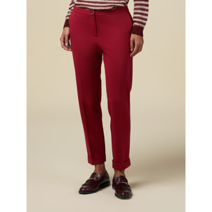 Oltre - Straight milano stitch trousers - Rojo