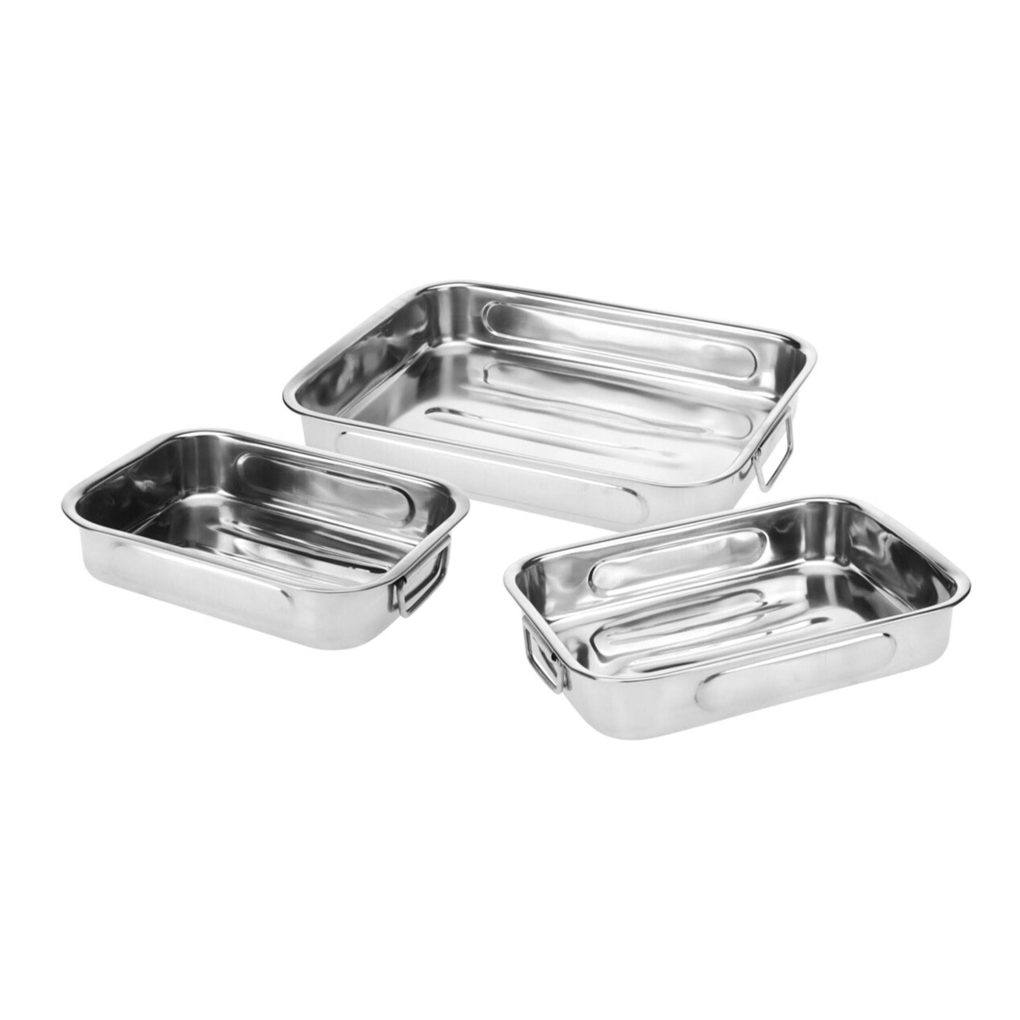 juego de 3 bandejas para hornear en acero inoxidable con asas