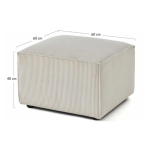 Arty - pouf d'appoint - en velours côtelé - Noir
