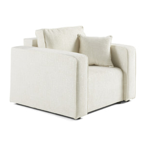 Topaze - fauteuil - en tissu velours relief - Ecru