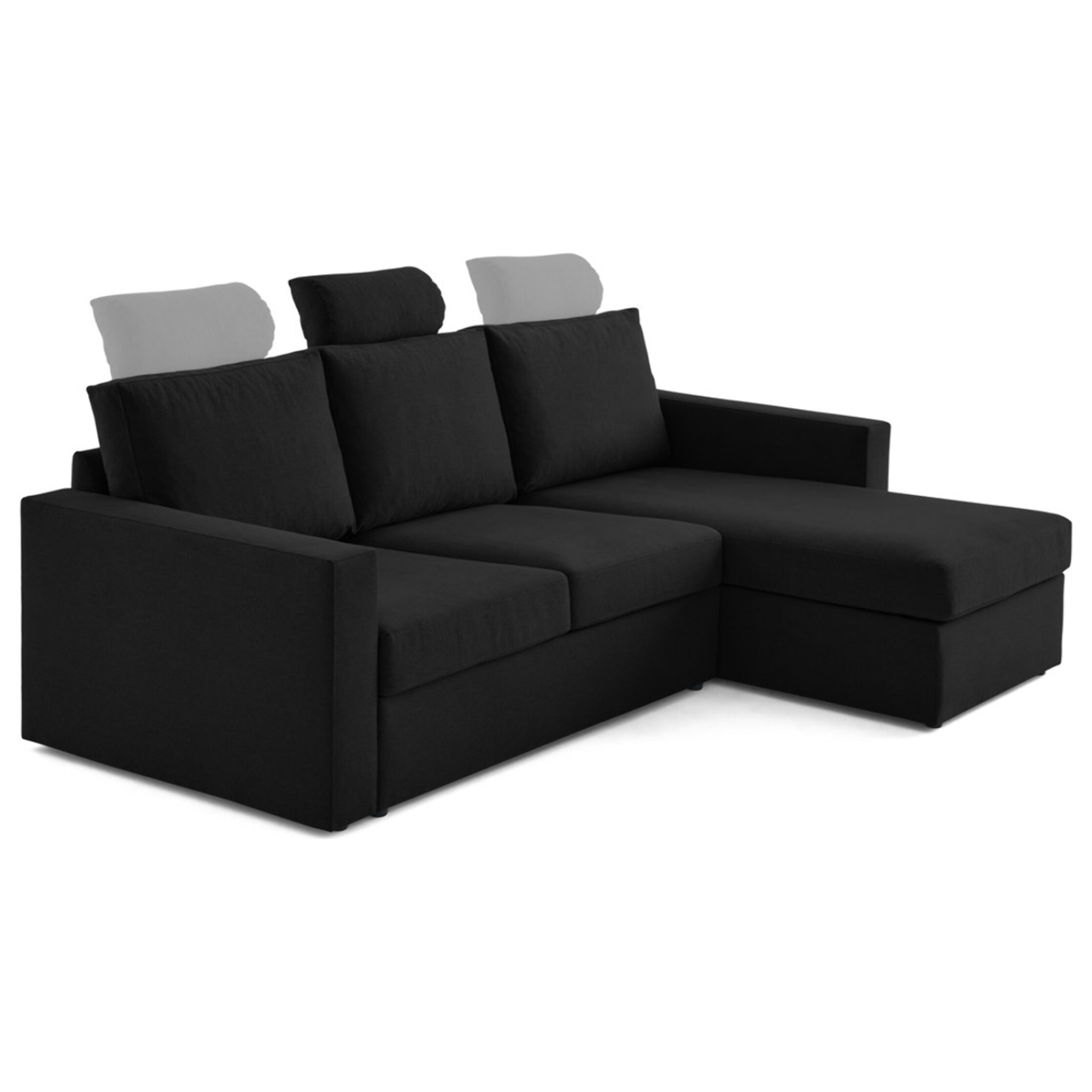 Barrie - canapé d'angle réversible 4 places avec têtière amovible en tissu - Noir