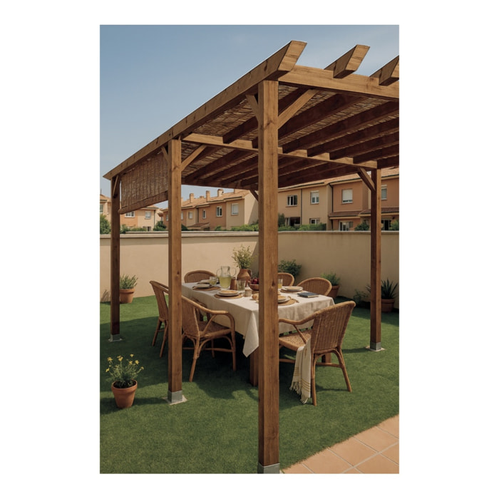 Kit Pérgola Madera 4x3.6x2.4 M + Postes 9x9