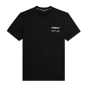 T-shirt in cotone con logo effetto gommato