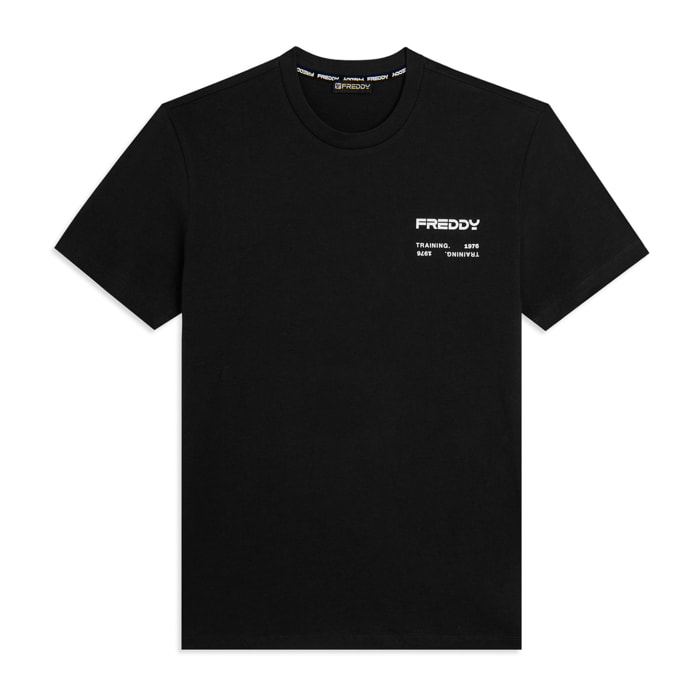 T-shirt in cotone con logo effetto gommato