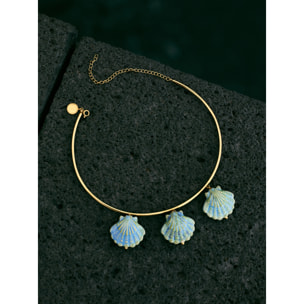 Choker Shelly Blue Acero Baño Oro