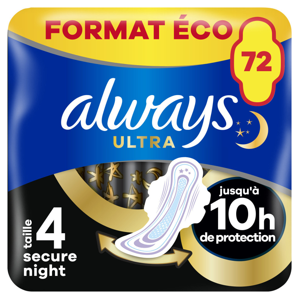 2x72 Serviettes Hygiéniques Always Ultra - Secure Night