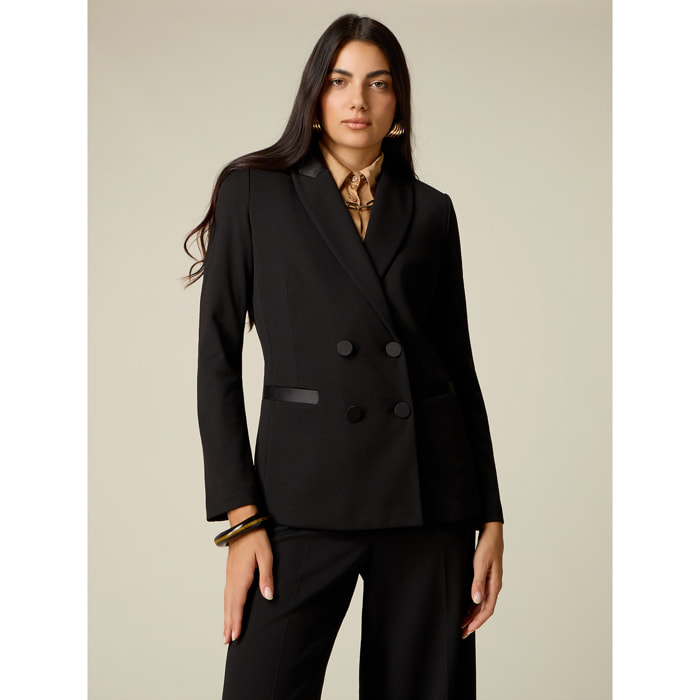 Oltre - Blazer doppiopetto con bottoni foderati - Nero