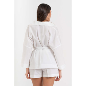 Kocca - Camicia da donna in cotone con scollo a V e cintura Donna