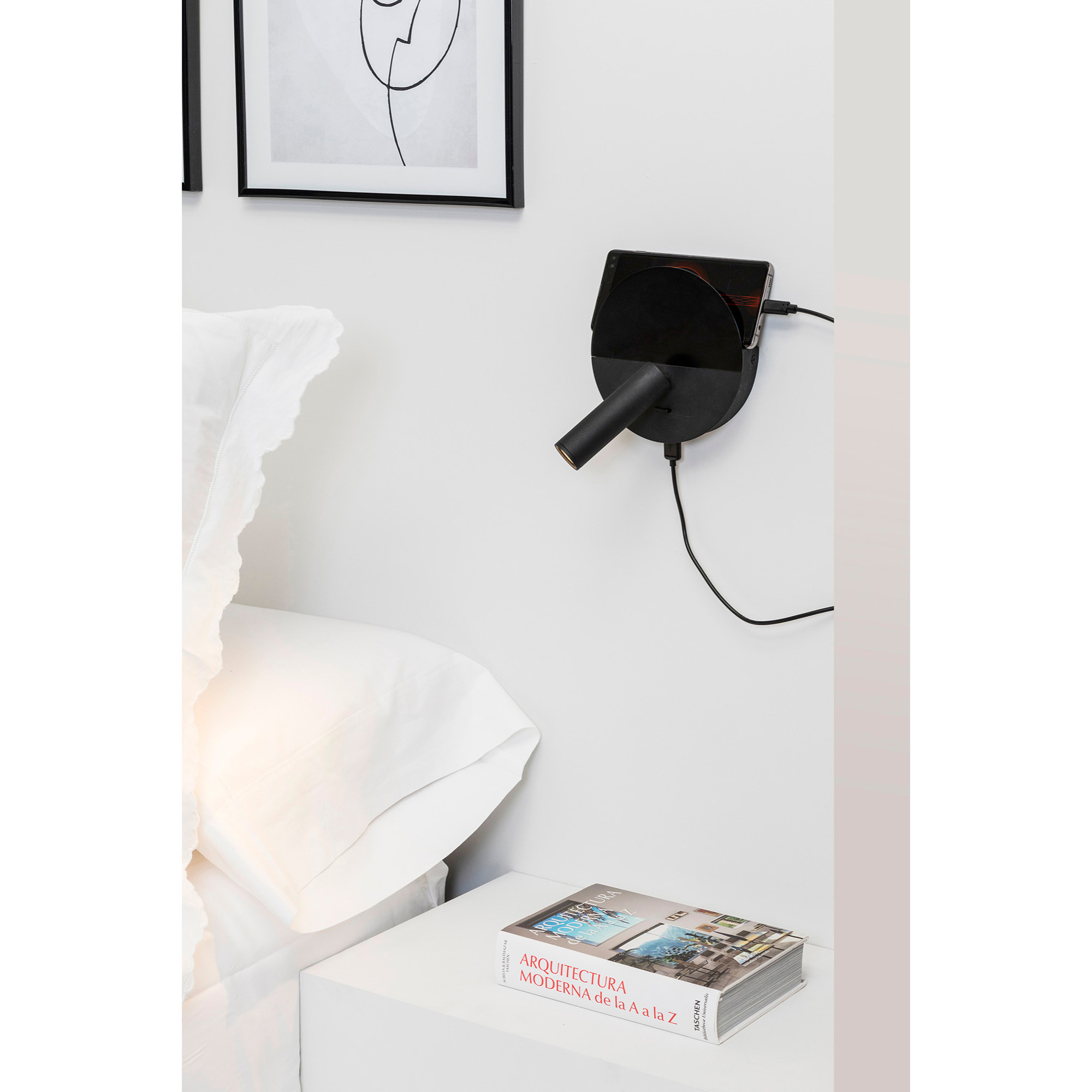 DUAS USB C Lampe applique lecteur noir