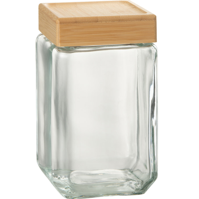 J-Line Pot En Verre Brad Verre/Bambou Transparent/Naturel Large