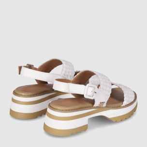Sandalias de Piel - Blanco - Tacón: 4 cm