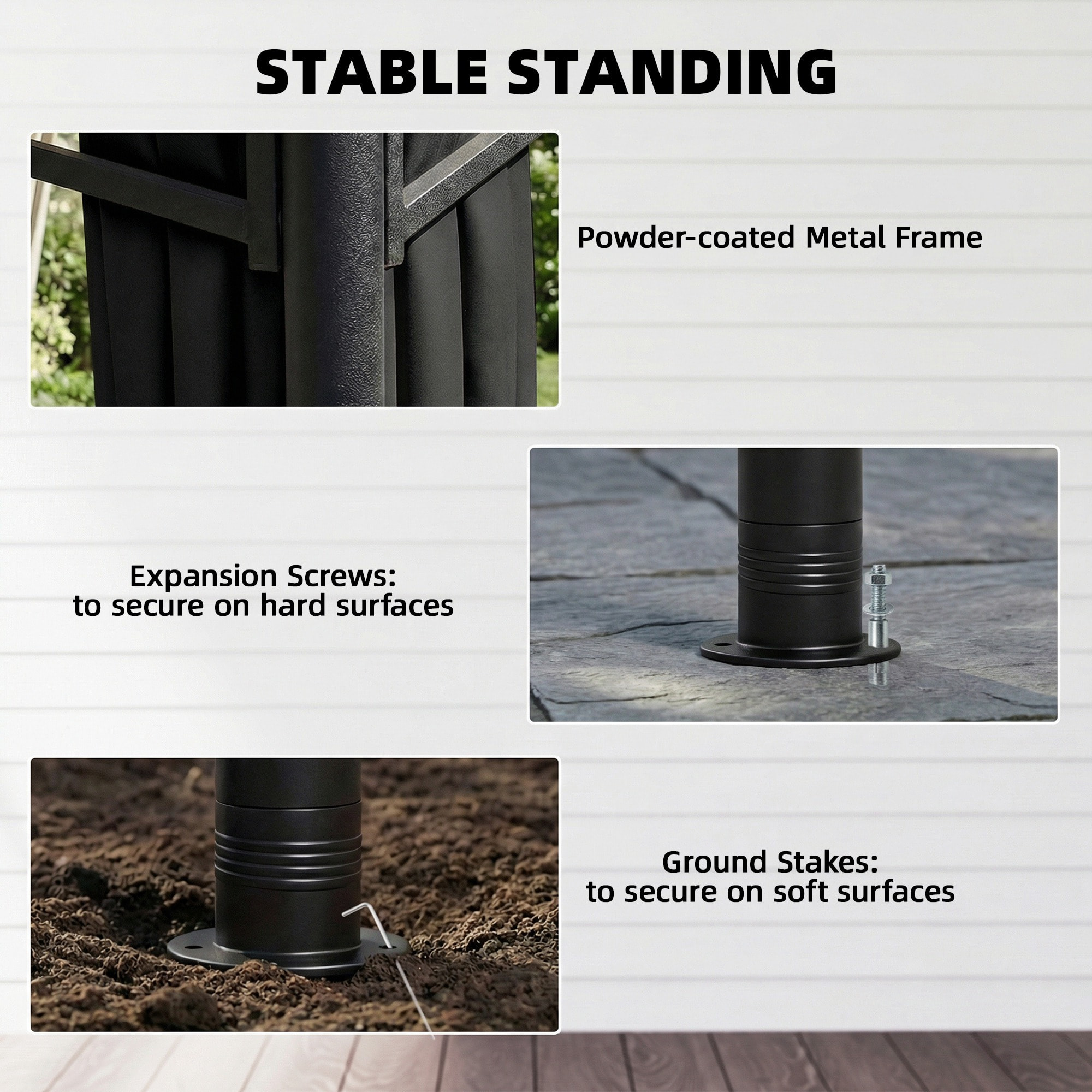 Tonnelle de jardin 3 x 3 m toit double métal polyester gris anthracite