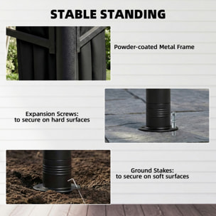 Tonnelle de jardin 3 x 3 m toit double métal polyester gris anthracite