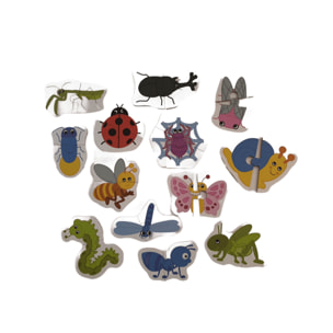 PUZLES MÚLTIPLES 13 EN 1: INSECTOS 2pcs/puzle (CAJA METÁLICA)