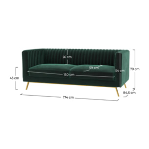 Canapé 2 places en velours vert foncé - Gatsby