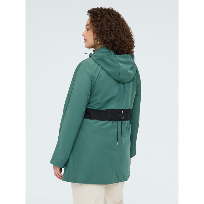 Fiorella Rubino - Parka con banda a contraste - Verde militare