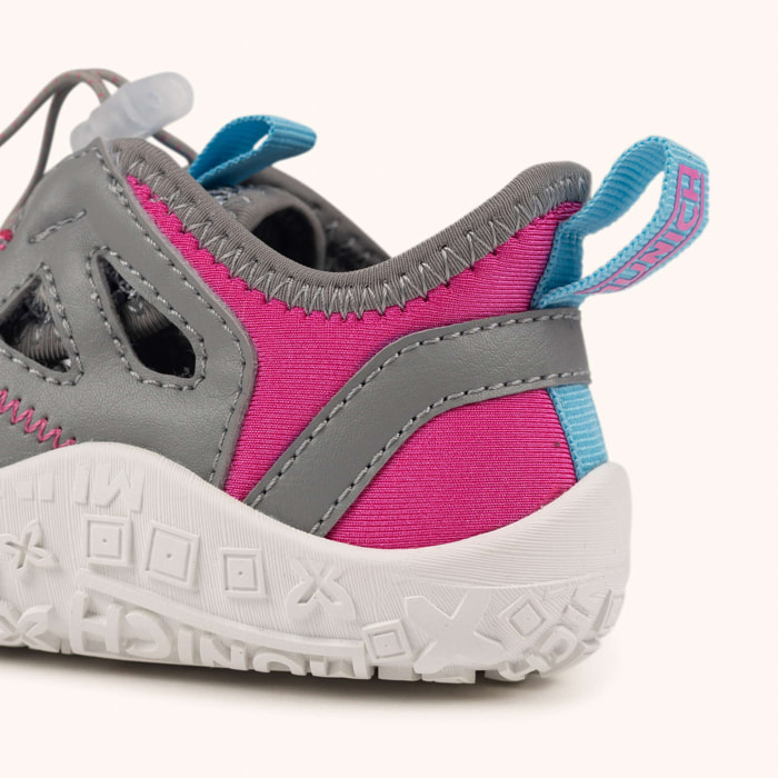 Zapatilla Barefoot Infantil Multideporte Gris y Fucsia MUNICH MINI GLOSS 04