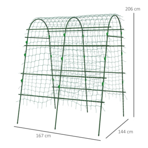 Enrejado de Pepino 206 cm, Enrejado de Jardín de Arco para Plantas Trepadoras al Aire Libre, en Forma de U, con Estructura de Acero Recubierta de PE y Red, Soporte para Verduras, Frutas