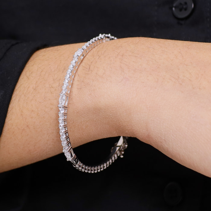 Bracciale Tennis 'Infinity' in Argento 925 con Cubic Zirconia Tonde e a Marquise