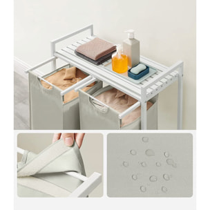 Mobile bagno con doppio cesto portabiancheria bianco