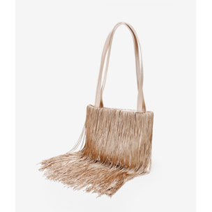 Bolso de fiesta beige con flecos