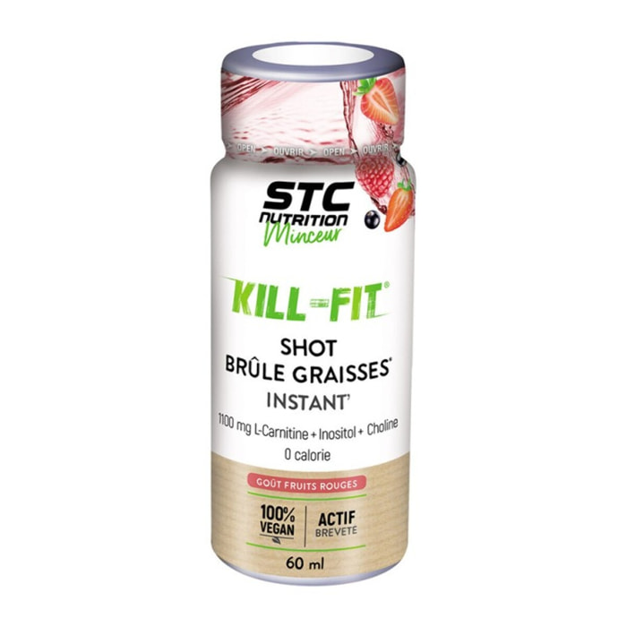STC NUTRITION - Kill-Fit Shot - Concentré brûle-graisses et énergie - Perte de masse grasse et séchage - L-Carnitine + Choline + Guarana - Goût Fruits rouges -  Flacon de 60ml