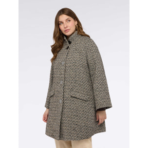 Fiorella Rubino - Abrigo en jacquard con cuello alto - Beige