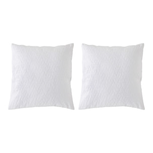 Lot de 2 housses de coussin jacquard BRENTA-C 50x50 cm blanc