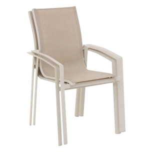 Fauteuil de jardin empilable "Axant" lin & argile en alumunium