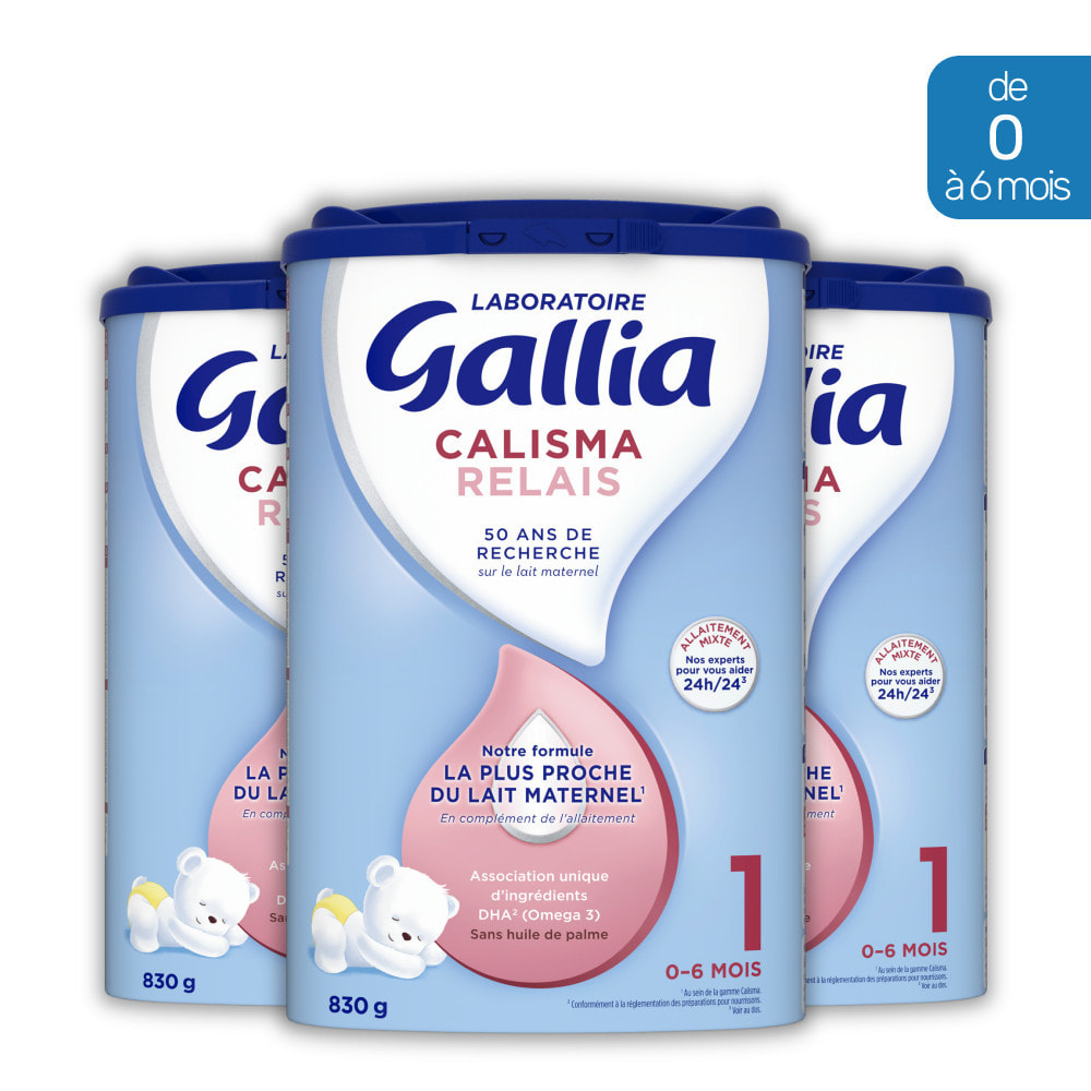 3 Boîtes de Lait en poudre Calisma Relais 1er âge (3x830g) - Gallia de 0 à 6 Mois