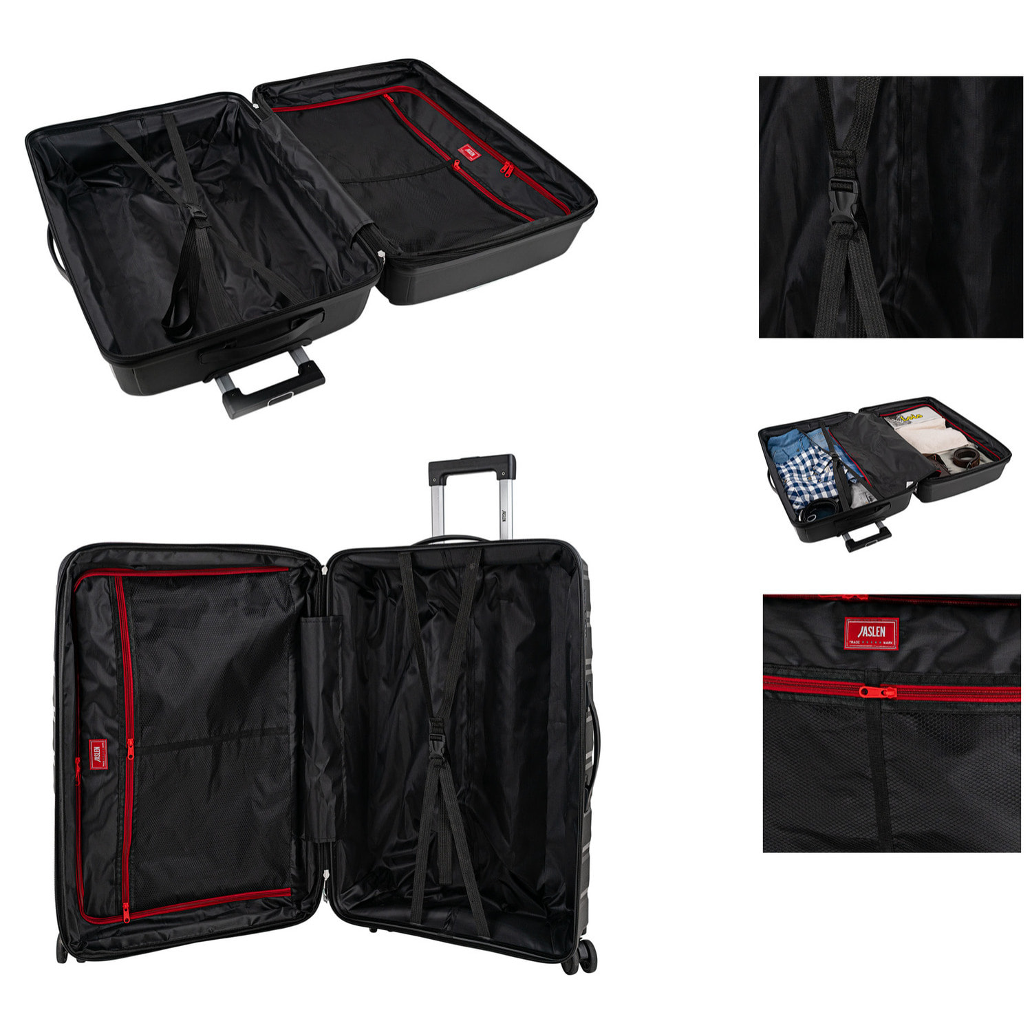 Juego De Maletas Rígidas Pp Jaslen Varese Negro