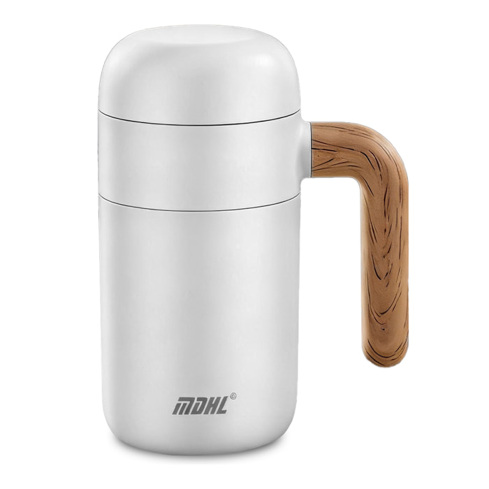 Taza mezcladora MD-057 de 370 ml, interior en acero inoxidable 304 con hélice mezcladora magnética y extraíble.