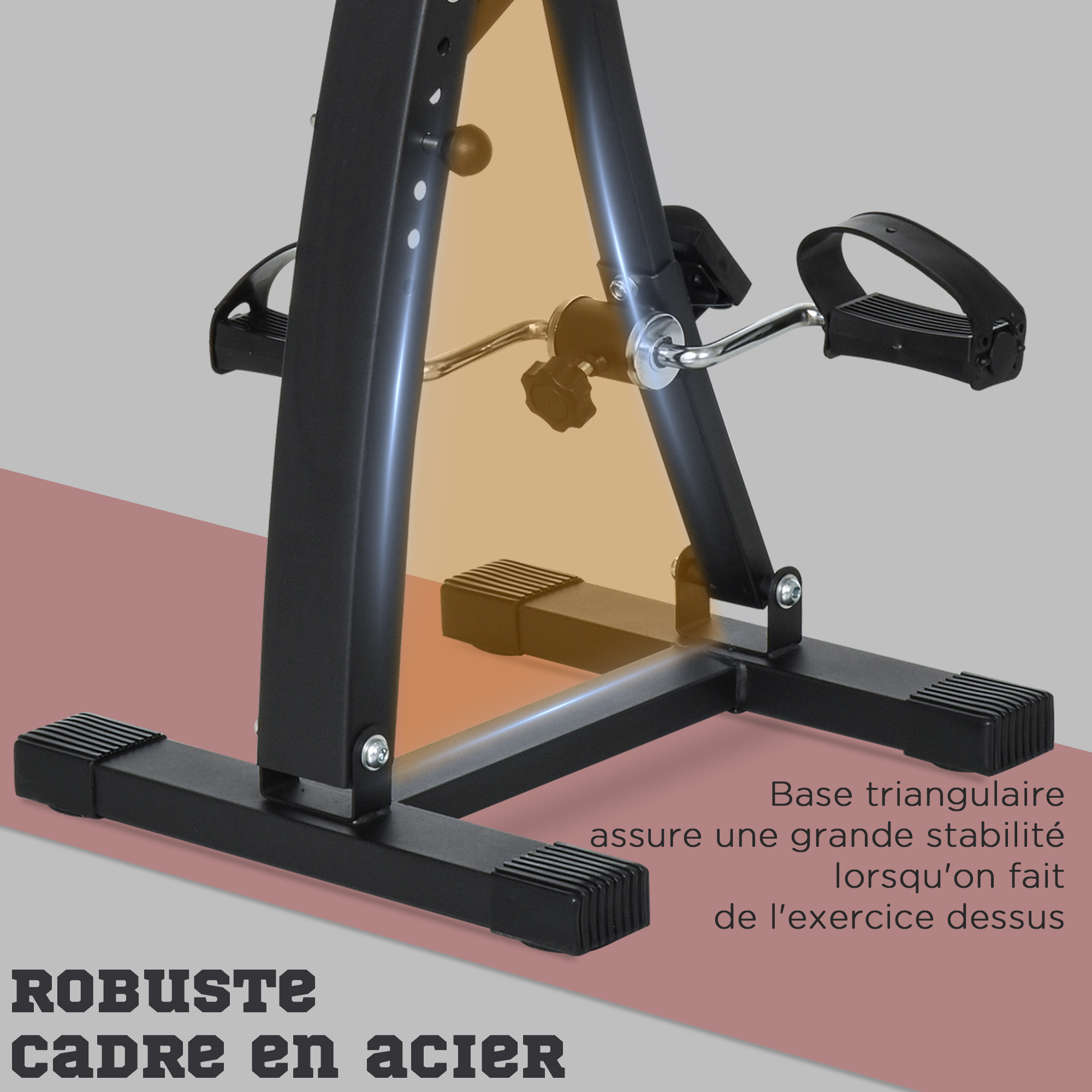 Vélo d'appartement pédalier rééducation bras jambes écran LCD multifonctions hauteur guidon réglable 40L x 42,5l x 100H cm acier noir
