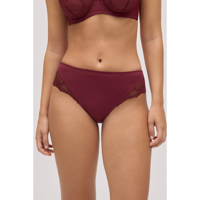 Slip midi in pizzo granato